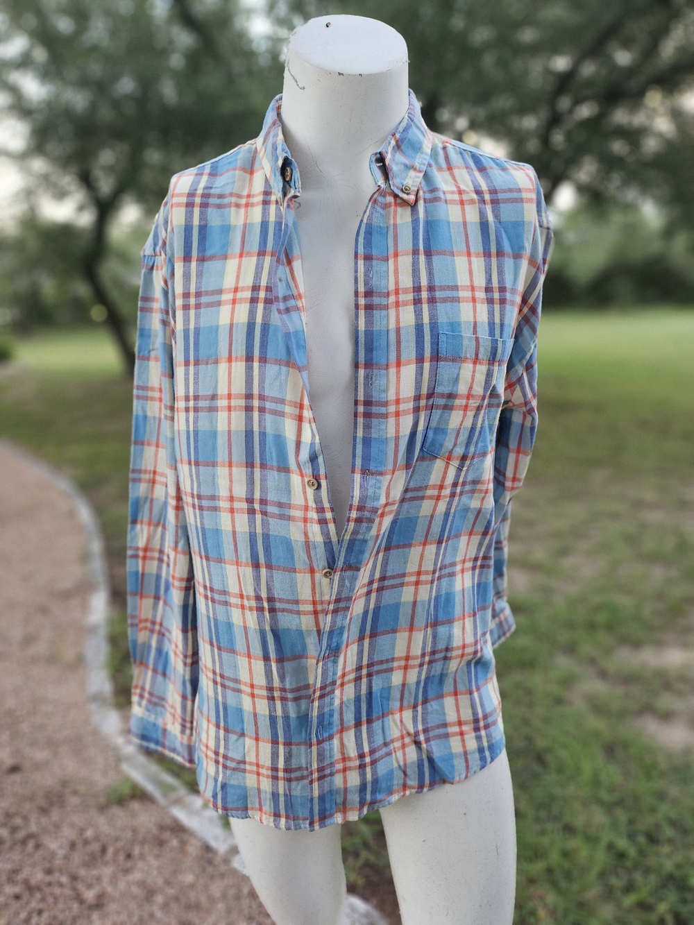 Vintage 1946 Patch Plaid Button-Up Shirt - Blue & Red Plaid XXL